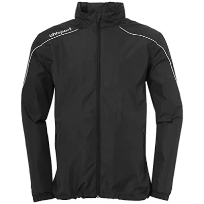 Imagen de Uhlsport Stream 22 All Weather Jacket chaqueta con capucha oculta en el cuello alto, Unisex adulto, Black/White, L