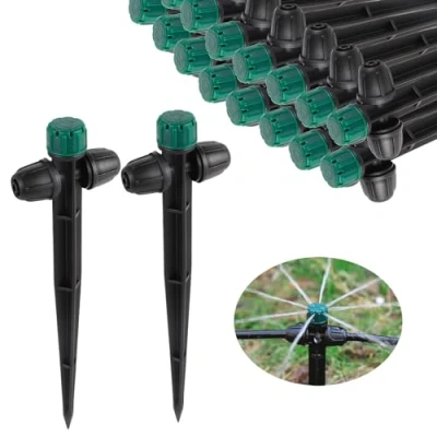 Imagen de FOGWOWO 30 Goteros De Riego Para Manguera 1/4 Pulgadas, 360 Grados Ajustables A Estaca 6,5 Pulgadas Sistema Jardín