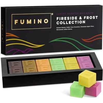 Imagen de Multipaquete Chimenea y Escarcha de Cubos cera frescos, wax melts hechos a mano lujo Fumino: 12 aromatica 6 Fragancias intensas con abeja aceite coco