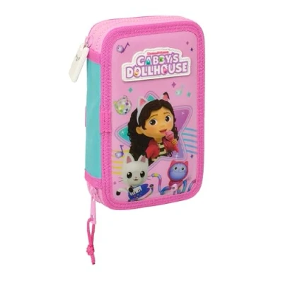 Imagen de Safta GABBY&#039;S Dollhouse Party Estuche Escolar Niño, con Colores, 28 Útiles Incluidos, Ideal para Niños de 5 a 14 Años, Cómodo y Versátil, 12.5x4x19.5 cm, Color Rosa Claro