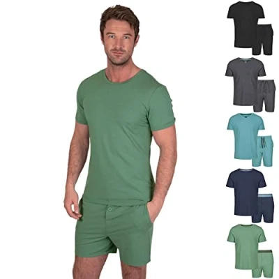 Imagen de Light &amp; Shade Conjunto de Pijama para Hombre con Camiseta y Pantalones Corto, Verde, L