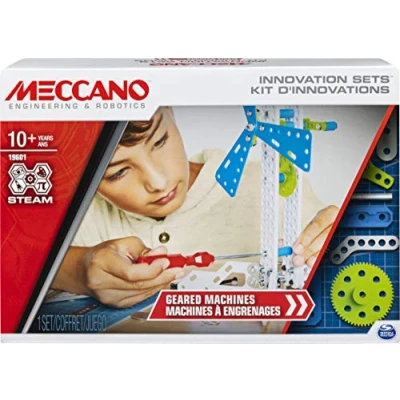 Imagen de MECCANO 6047097 Kit de invenciones con Engranajes, 2 Herramientas y 1 Perforadora Maker Tool Juego construcción Juguete Infantil, a Partir 10 años Edad (versión en francés)