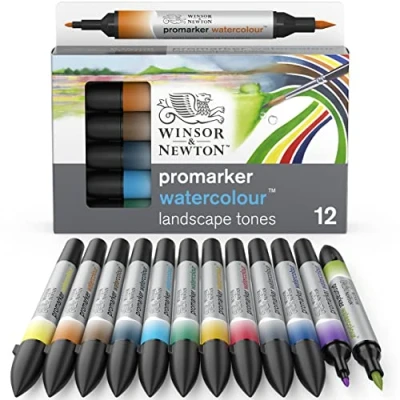 Imagen de Winsor &amp; Newton Promarker Watercolor Rotulador de Acuarela, Tonos Paisaje, Set 12