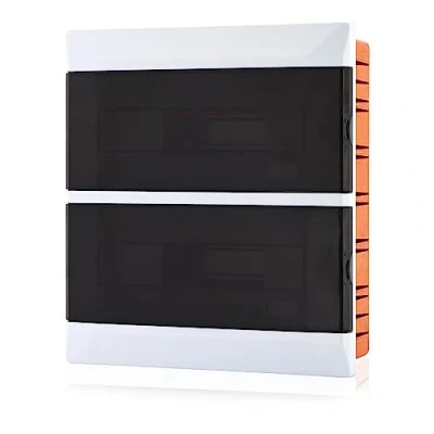 Imagen de Lion Electric Armario de 2 filas, caja fusibles 24 módulos, color blanco, para interruptor instalación eléctrica IP40, distribución con riel y puerta transparente todos los
