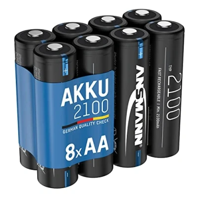 Imagen de ANSMANN Batería AA 2100 mAh NiMH 1,2 V Mignon Pilas Recargables con Baja autodescarga Ideal para luz Nocturna, Cadena de Luces, Linterna, estación meteorológica, ratón Gaming, Radio (8 Unidades)