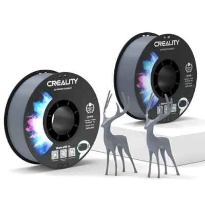 Imagen de Creality filamento PETG oficial gris, para impresora 3D de 1,75 mm, 2 kg, sin enredos, fuerte unión y rendimiento saliente, precisión dimensional +/ 0,03 mm