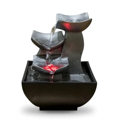 Imagen de Zen Light Nature Boro Fuente, de Resina, Plateada, 13 x 17 cm