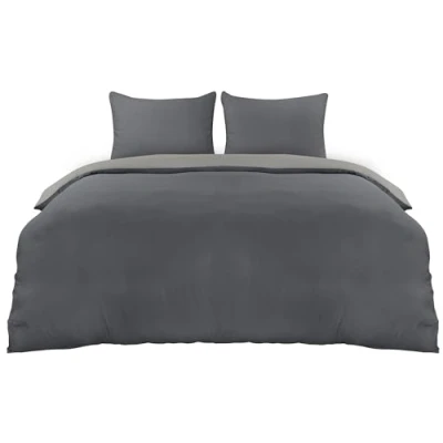 Imagen de Utopia Bedding Funda Nordica Cama 105 Microfibra Juego de Edredon 200x200 cm y 2 Fundas Almohada 80x80 (Gris Oscuro/Gris Claro)