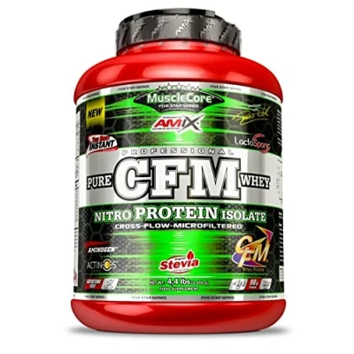 Imagen de AMIX Proteína Isolada MuscleCore CFM Nitro 2 kg Favorece el desarrollo muscular y acelera la recuperación Contiene Enzimas Digestivas Aminogen Whey en polvo Sabor Fresa Yogurt
