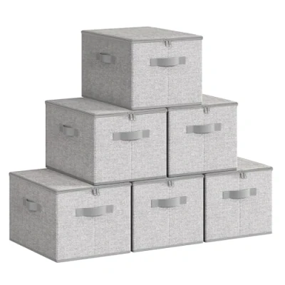 Imagen de SONGMICS Cajas de Almacenamiento Plegables, Juego 6 Organizadores en con Tapas y Asas, para Ropa, 40 x 30 25 cm, Tejido Tela No Tejida, Gris Paloma RZB003W02