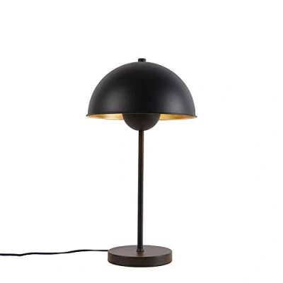 Imagen de Qazqa Retro/Vintage Lámpara de mesa retro negro/oro MAGNAX Acero Alargada/Redonda Adecuado para LED Max. 1 x 60 Watt