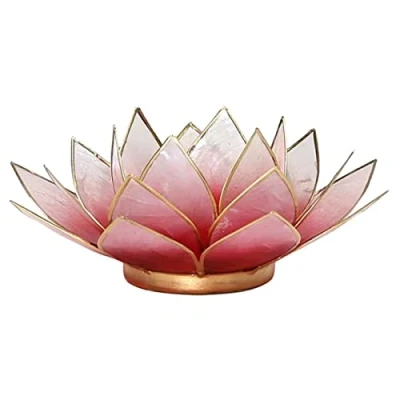 Imagen de Something Different Portavelas flor loto Concha de capiz Rojo borde dorado