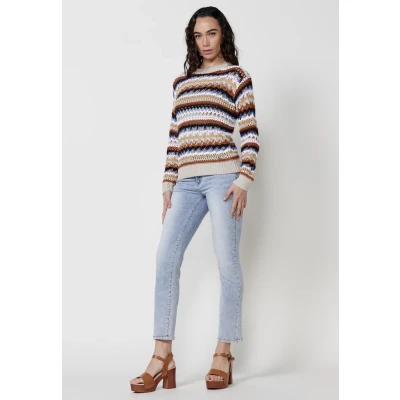 Imagen de Jersey de manga larga tricot con cuello redondo para mujer