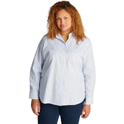 Imagen de Tommy Hilfiger Curve Stripe Regular Shirt Camisa, Mujer, Talla: 52, White/blue