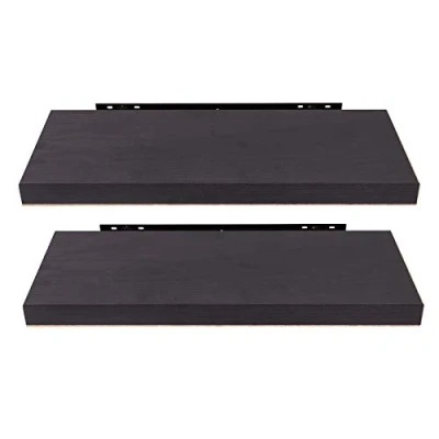 Imagen de EUGAD Juego de 2 Estante Flotante Pared Retro Estantería Madera Colgar Libro CD para Salon Dormitorio 80cm Negro 0126QJ