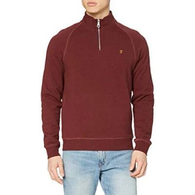 Imagen de Farah Jim 1/4 Zip Sudadera, Red, Large para Hombre