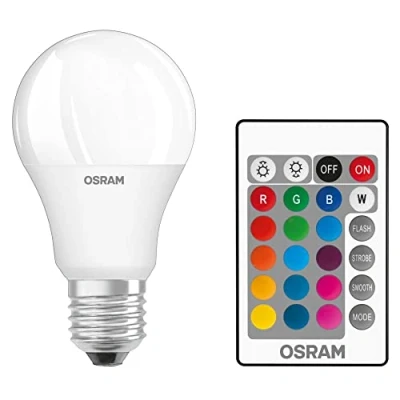 Imagen de OSRAM LED Retrofit RGBW Bombilla con mando , Casquillo E27 2700 K 9 W Equivalente a 60W mate Blanco cálido