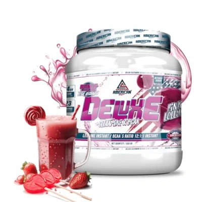 Imagen de AS American Suplement Bcaa Glutamina Deluxe Ayuda a Evitar el Catabolismo Recuperador Muscular polvo Aminoacidos y Sin Azúcar (Piruleta, 550)