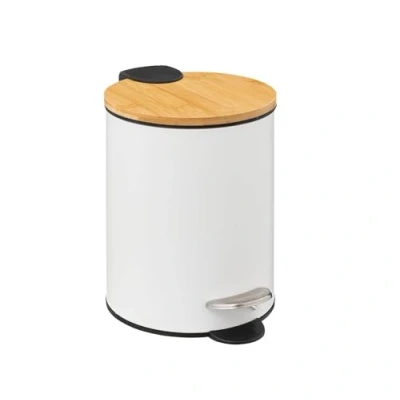 Imagen de UNIMASA Papelera de baño con Tapa Madera 3L Cubo Basura para y Pedal Cierre silencioso (Blanco)
