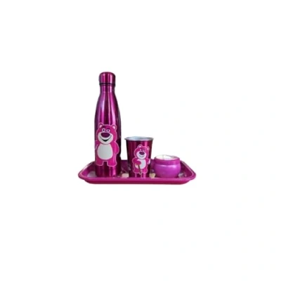 Imagen de Homadict caja de regalo Lotso Botella isotérmica + bandeja metal pequeña vaso Licencia oficial Toy Story