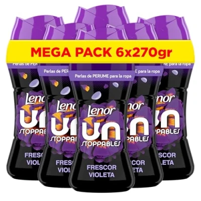 Imagen de Lenor UNstoppables Perlas de Perfume para la Ropa, 133 Lavados (6 x 270g), Suavizante con Fragancia Violeta Fresca, Potenciador Frescor