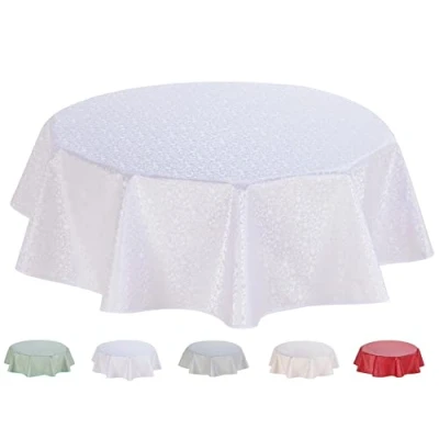 Imagen de Home Direct Mantel redondo de PVC con relieve, 140 cm, color blanco