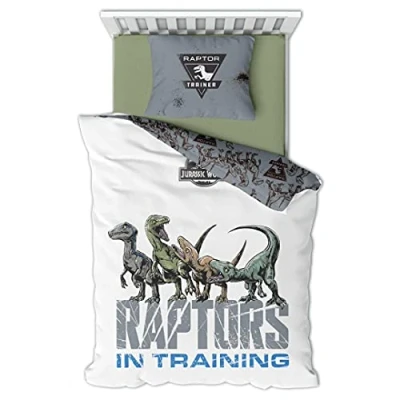 Imagen de AYMAX S.P.R.L. Jurassic World Raptors Juego de Funda nórdica algodón 140 x 200 cm y Almohada 65