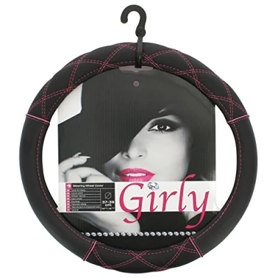 Imagen de Sumex FVP1215 Pink Crossed Funda de Volante Universal, 37 39 cm, Color Negro con Costuras Rosas
