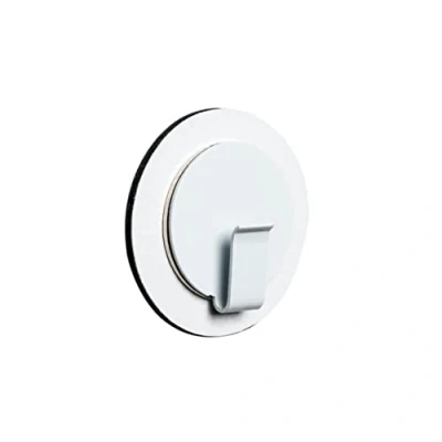 Imagen de Silwy® Gancho magnético Clever White incluye almohadilla de gel metal nano en blanco 6,5 cm nunca volver a taladrar o atornillar perfecto para acampar, embarcar casa