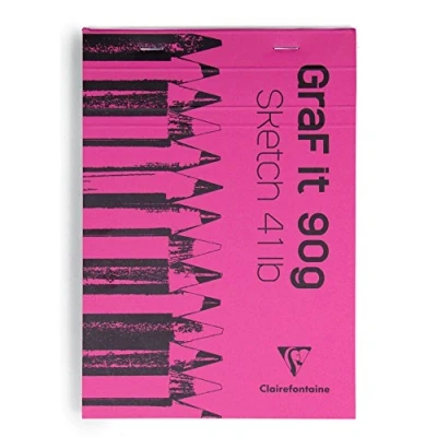 Imagen de Clairefontaine 96621C Bloc Agrafé GraF&#039;it 80 Feuilles Papier Dessin Croquis Uni Détachables A5 14,8x21 cm 90g Couleur de Couverture Aléatoire