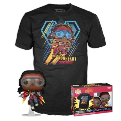 Imagen de Funko Pop! &amp; tee: Black Panther Wakanda Forever Ironheart MK1 Brilla en la Oscuridad Small (S) Camiseta, Franela Ropa con Figura de Vinilo Coleccionable Idea Regalo para Adultos