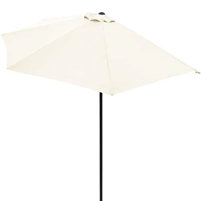Imagen de Kingsleeve® Sombrilla Semicircular Patio Balcón 2,7m Protección UV80+ Parasol Terraza Manivela Suave Crema