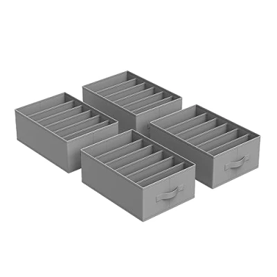 Imagen de SONGMICS Juego de 4 Organizadores Cajón, Armario 6 Compartimentos, Plegables, 42 x 30 17 cm, para Pantalones, Ropa, Gris Paloma RUS009G04