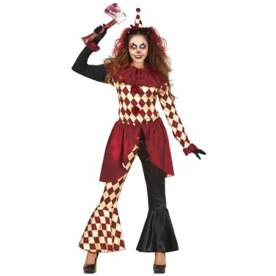 Imagen de FIESTAS GUIRCA Disfraz De Payaso Terror Atuendo Arlequín Camisa con Pantalones Acampanados para Mujer Adulta Talla L 42 44