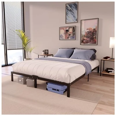 Imagen de Dreamzie Cama de Metal con Somier 120x200 cm Matrimonio 120 x 200 Patas Altura 35 Base Resistente, Fácil Montar y Gran Espacio Almacenamiento