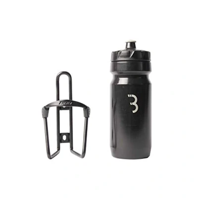 Imagen de BBB Bike Water Bottle Cage Combination Fueltank Comptank Botella de Agua (550 ml) y combinación Jaula para Bicicleta, Ajuste Universal, Color Mate, Blanco Negro, Unisex, Black/Black White