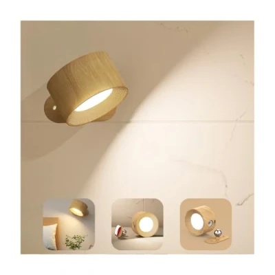 Imagen de lámpara de pared para interior, regulable con batería, puerto carga USB, LED control táctil, 3 niveles brillo, salón, dormitorio (1 paquete)
