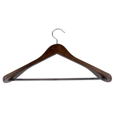 Imagen de alpina Percha de Madera 1 con Hombros Anchos y Antideslizante 44 x 23,5 5,8 cm Adecuado para 2 Prendas Organizador Ropa Marrón