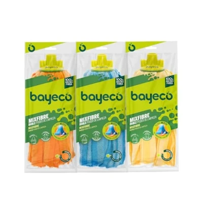 Imagen de Bayeco Fregona de Tiras 100% Microfibra Con casquillo goma Gran capacidad absorción Mayor duración y resistencia Efecto pulido Lavable 1 unidad