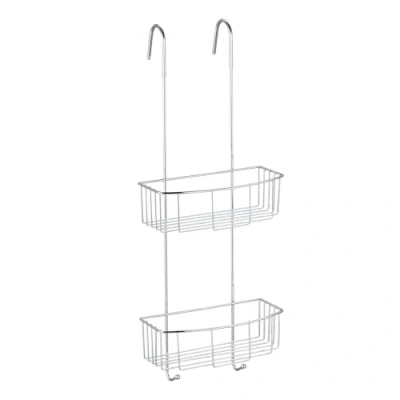Imagen de MSV Estantería de ducha para colgar l cromada Dimensiones: 60 x 19 23 cm estante en cabinas Fácil fijación sin taladrar la pared cristal