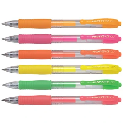 Imagen de Pilot G 2 Bolígrafo de gel 0,4 mm, colores neón, surtido (6 bolígrafos, los 6 neón)