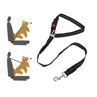 Imagen de Lollanda cinturón de seguridad para perros, perros asientos coche con tiras reflectantes y cuerdas amortiguadoras, ajustable grandes medianos