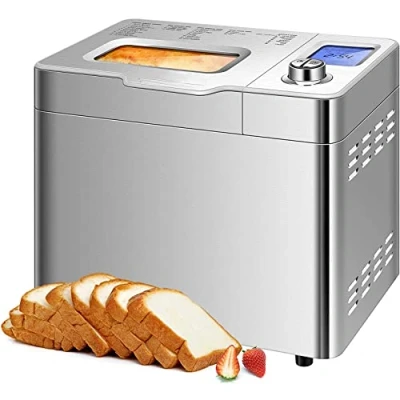 Imagen de COOCHEER Máquina de pan hasta 900 g, Programas inteligentes y automáticos, 3 tamaños pan, 550 W, 36 x 22 30 cm, color plateado