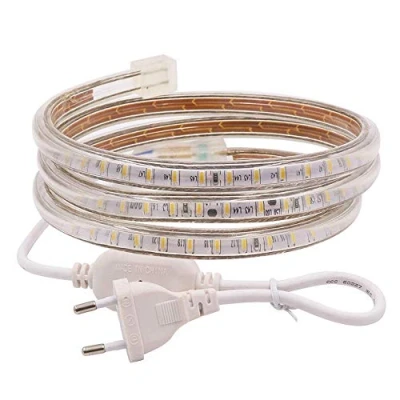 Imagen de XUNATA 5m 220V Tiras LED, SMD 3014 120LEDs/m, IP67 Impermeable, Escalera de Techo Blancas Tira LED Cocina Cable Luces Blanco calido