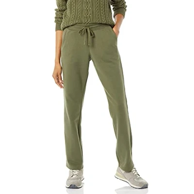 Imagen de Amazon Essentials Pantalón de chándal en Felpa con Pernera Recta (Disponible Tallas Grandes) Mujer, Verde Oliva, M