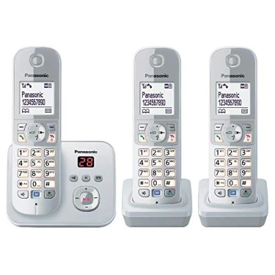 Imagen de Panasonic KX TG6823GS Teléfono DECT inalámbrico (pantalla de 1,8&quot;, contestador automático), color plateado [Importado Alemania] [versión importada]