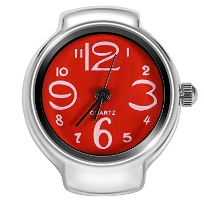 Imagen de 8 Colores Anillo de Reloj, Dedo Moda para Mujeres Y Hombres, Redondo Analógico Cuarzo, Amor, Reloj Hombres Mujeres(Rosso)