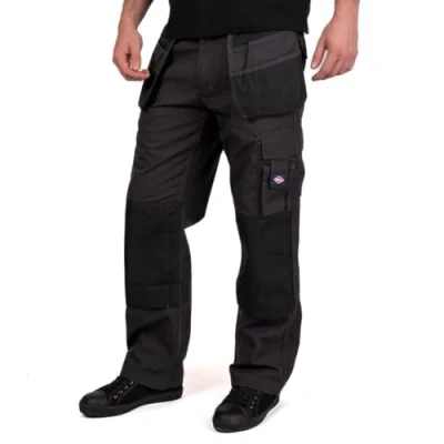 Imagen de Lee Cooper Workwear LCPNT216 Bolsillo múltiple para hombre con bolsillos rodilleras Pantalones cargo de trabajo funda fija,gris/negro, 38W/31L