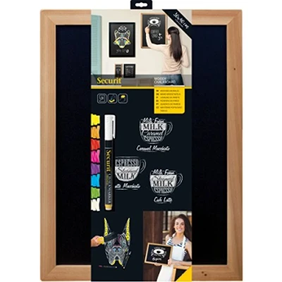 Imagen de Securit Woody Pizarra de pared enmarcada (30 x 40 cm, madera teca)