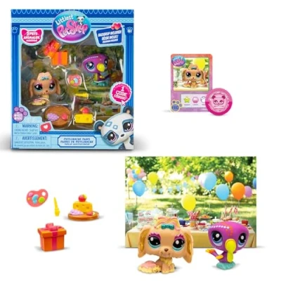 Imagen de BANDAI Littlest Pet Shop Pack PETFLUENCERS Fiesta AL Aire Libre BF00572 Incluye 2 Mascotas, 4 Accesorios, 1 Fondo, Tarjeta de coleccionista, código Virtual, Generación 7, años+